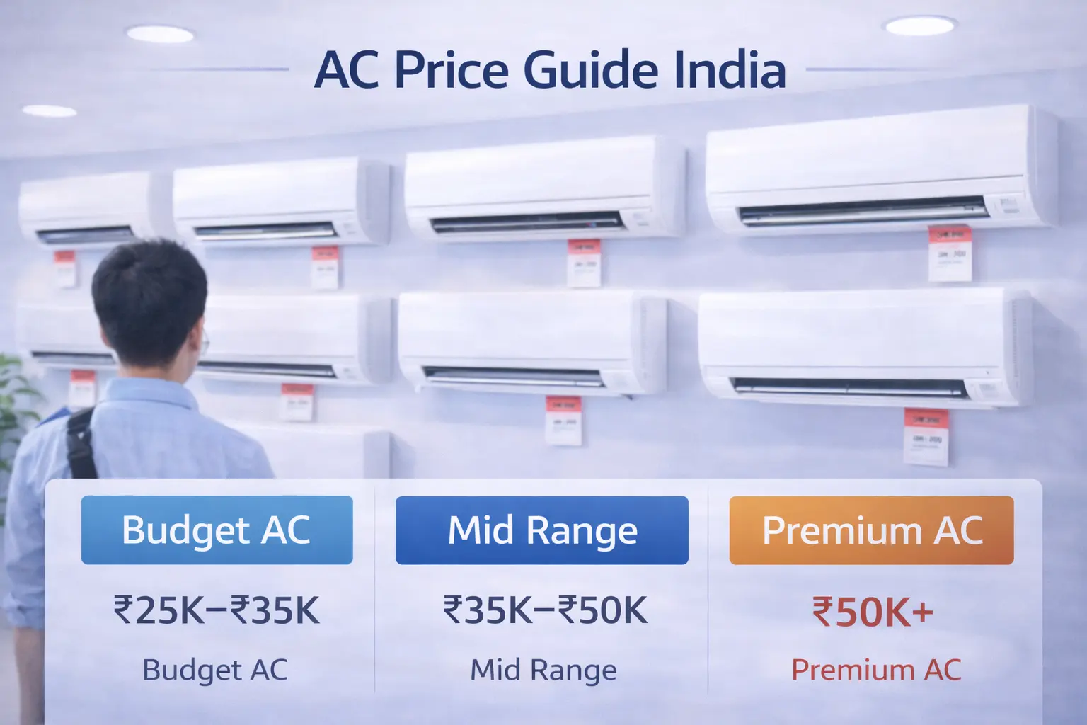 AC price guide in Indian showroom